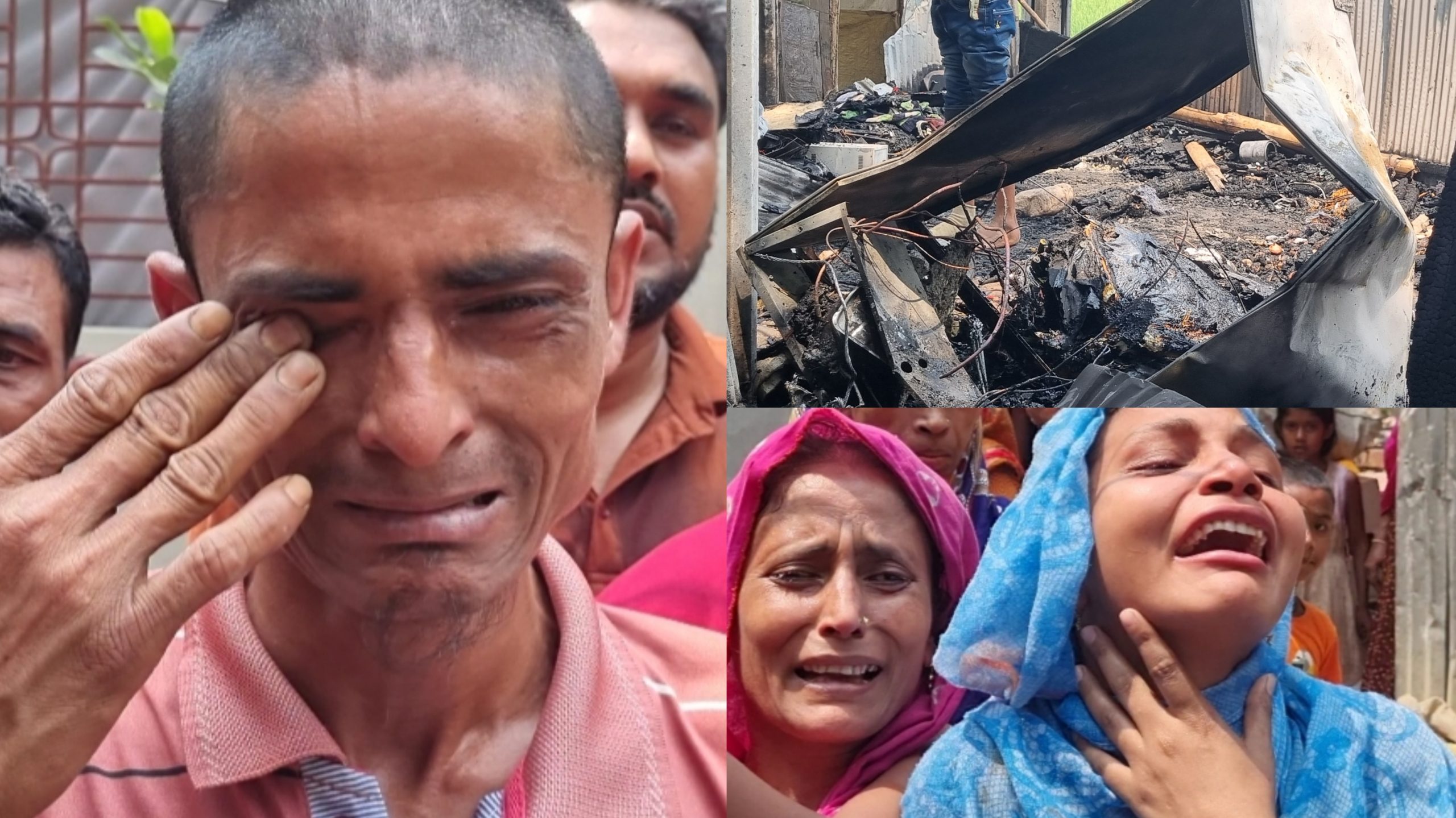 পলাশে আগুনে পুড়ল অসহায়ের মাথা গোঁজার ঠাঁই
