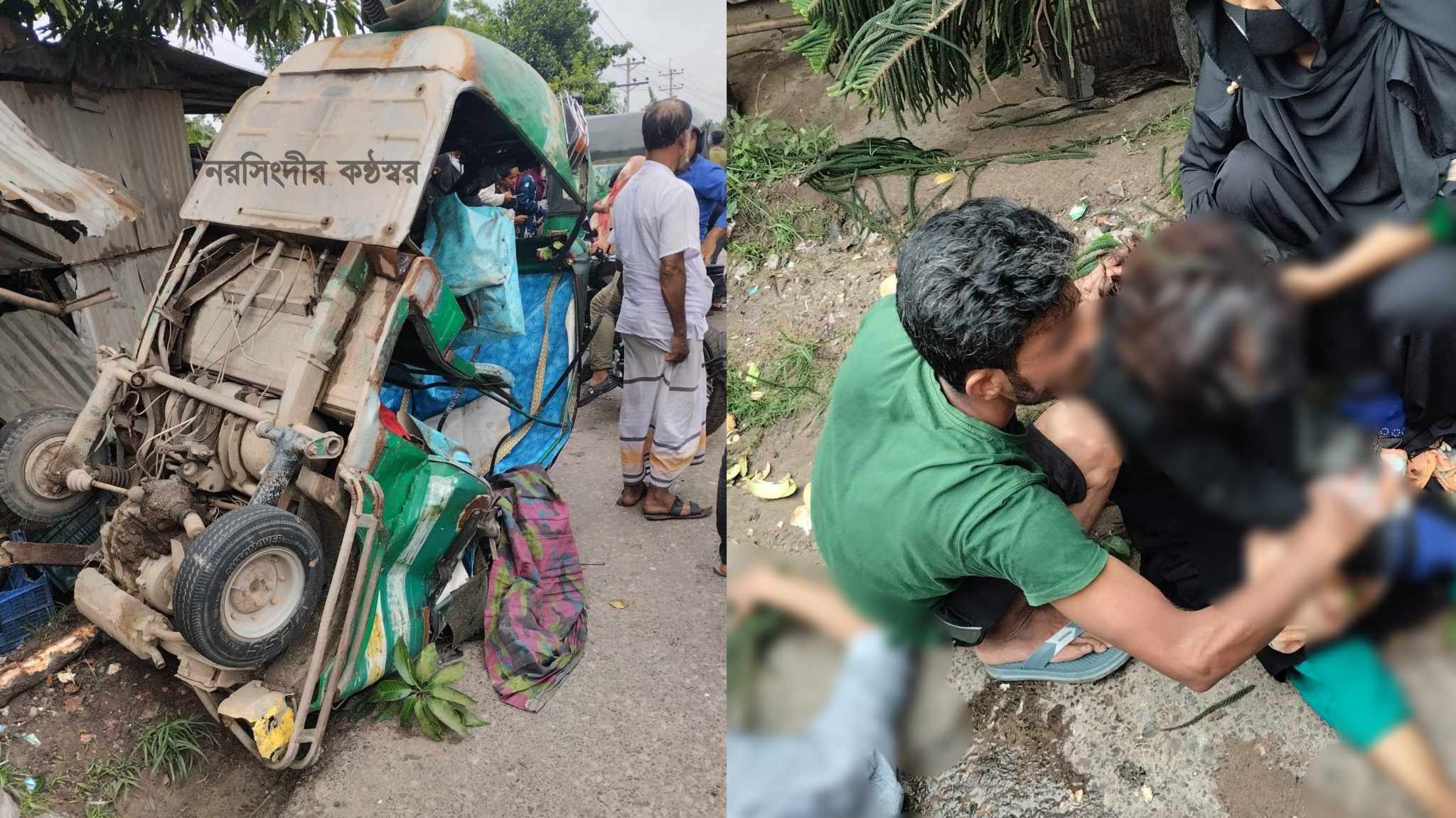 ঘোড়াশালে বেপরোয়া বাসের ধাক্কায় সিএনজির দুই যাত্রী গুরুতর আহত