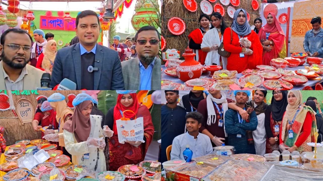 পলাশে পিঠা উৎসবে ফুটে উঠেছে গ্রামীণ সংস্কৃতি